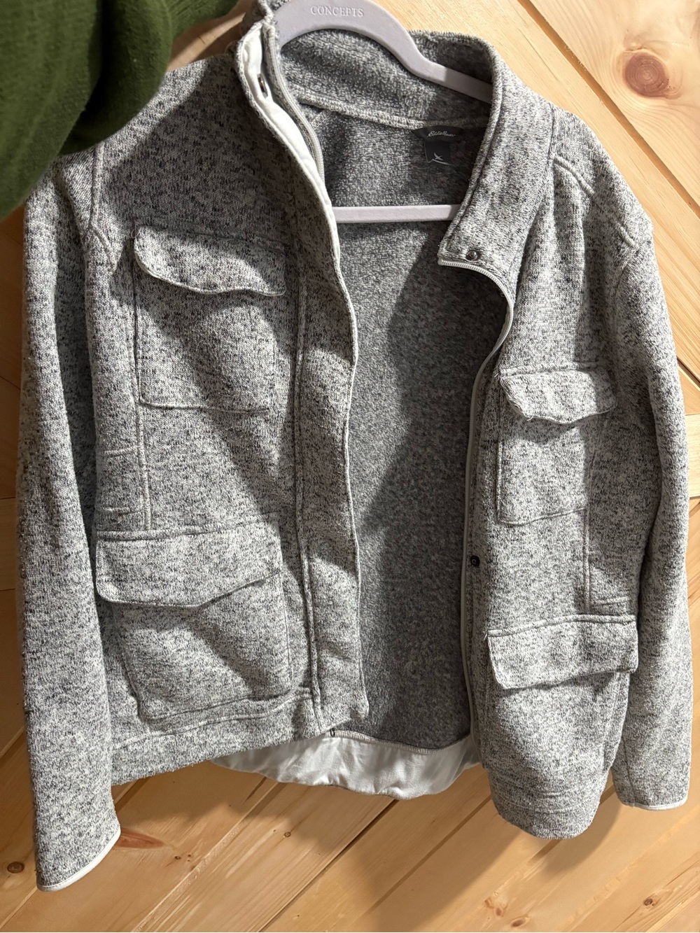 Eddie Bauer Gray Utility Jacket with Front Flap Pockets